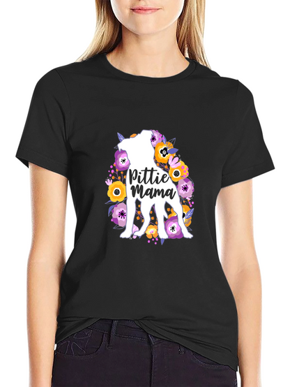 Pittie Mama Floral Dog T-Shirt