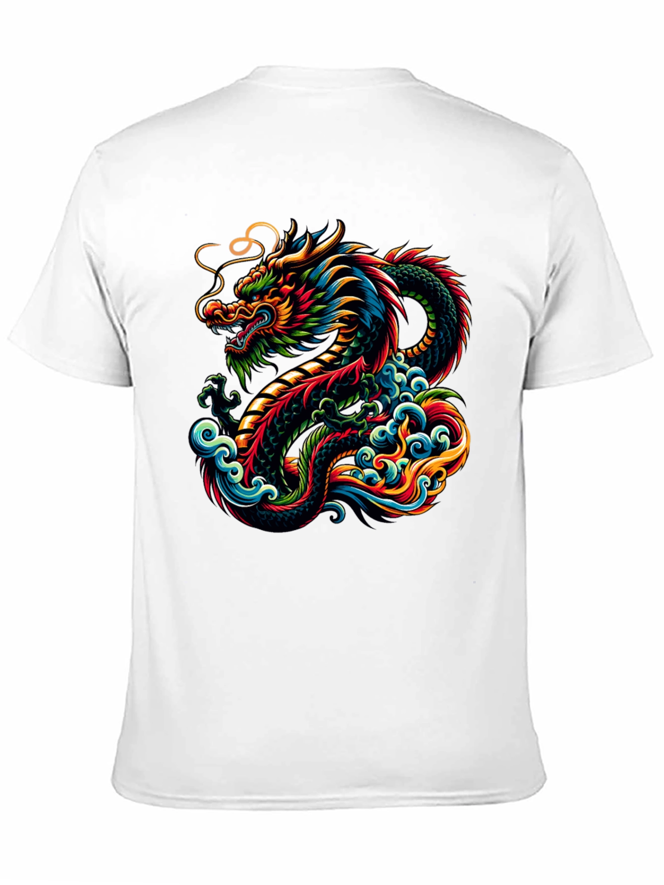 Vibrant Dragon Graphic Tee - Black Cotton T-Shirt