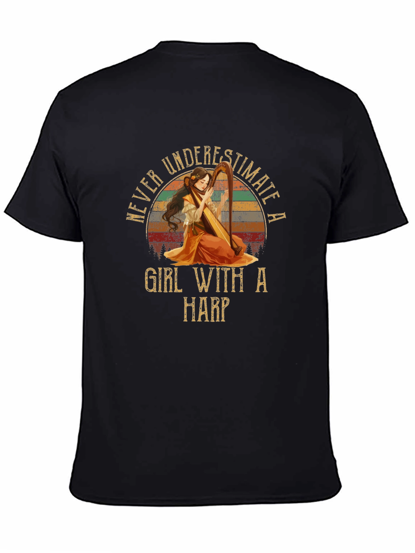 Never Underestimate A Girl With A Harp T-Shirt
