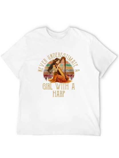 Never Underestimate A Girl With A Harp T-Shirt