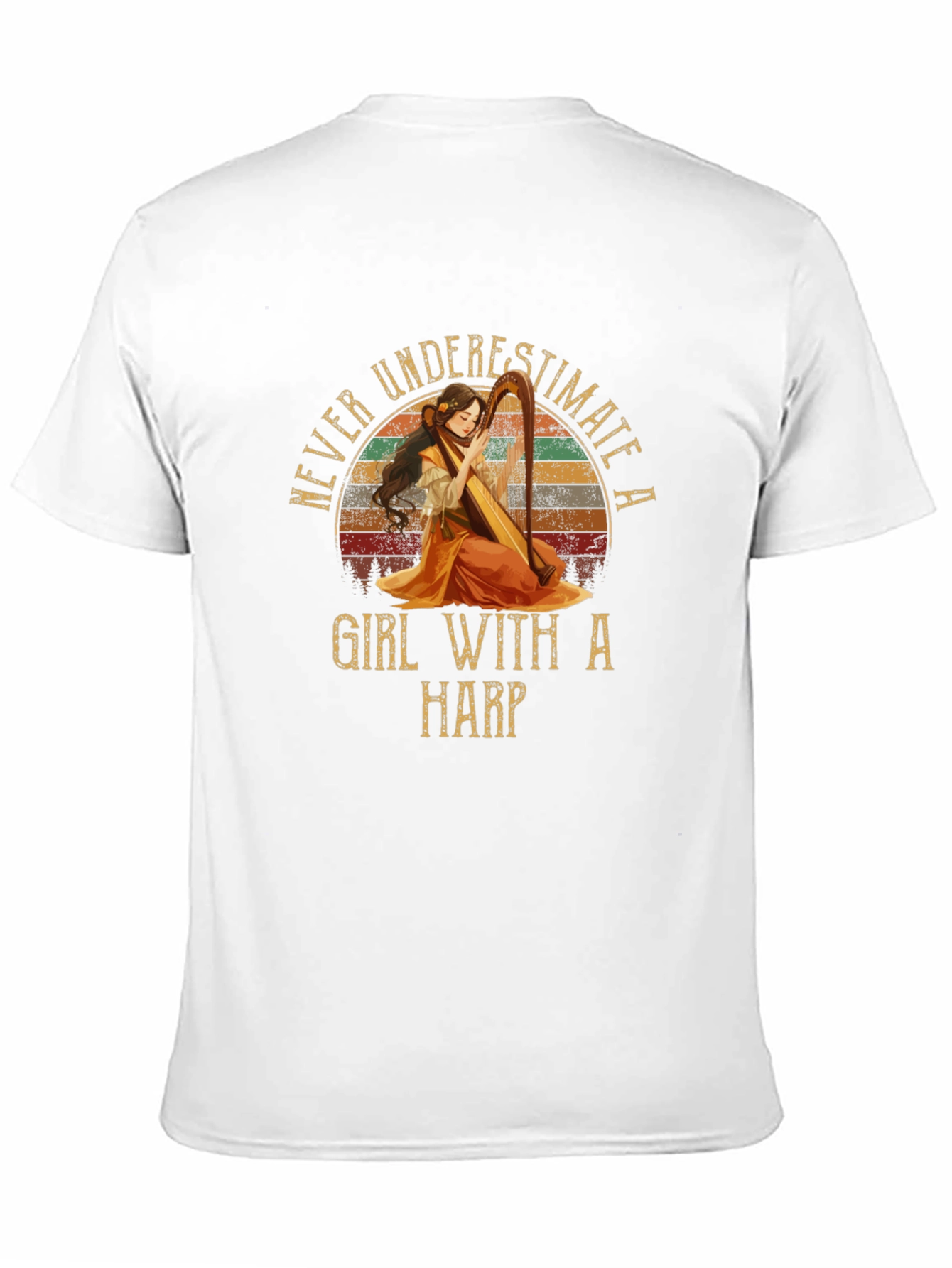 Never Underestimate A Girl With A Harp T-Shirt