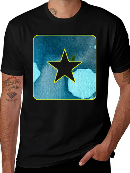 Star Graphic Tee - Black Cotton Casual Shirt