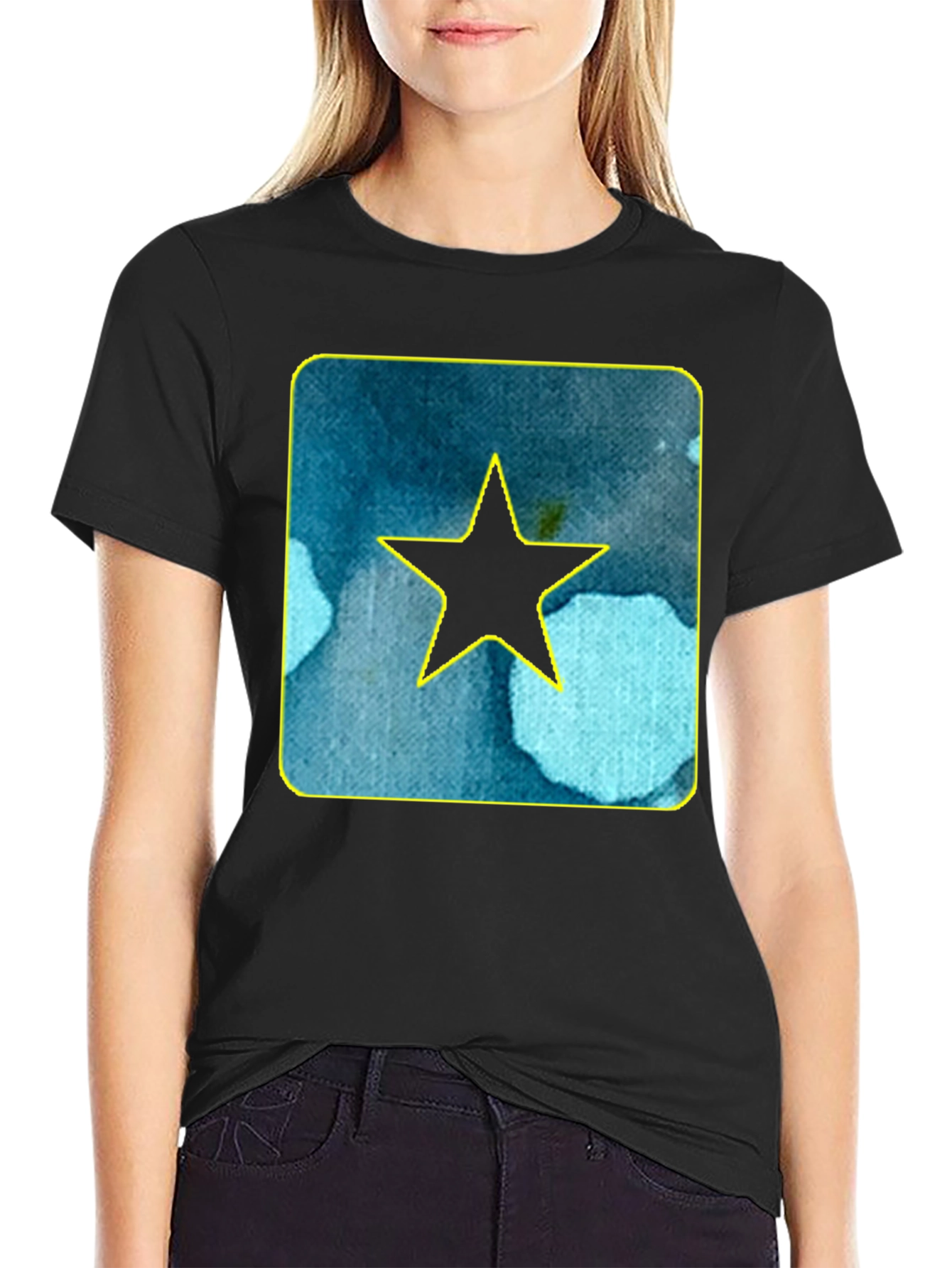 Star Graphic Tee - Black Cotton Casual Shirt