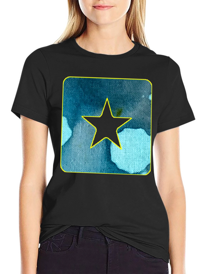 Star Graphic Tee - Black Cotton Casual Shirt
