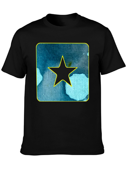 Star Graphic Tee - Black Cotton Casual Shirt