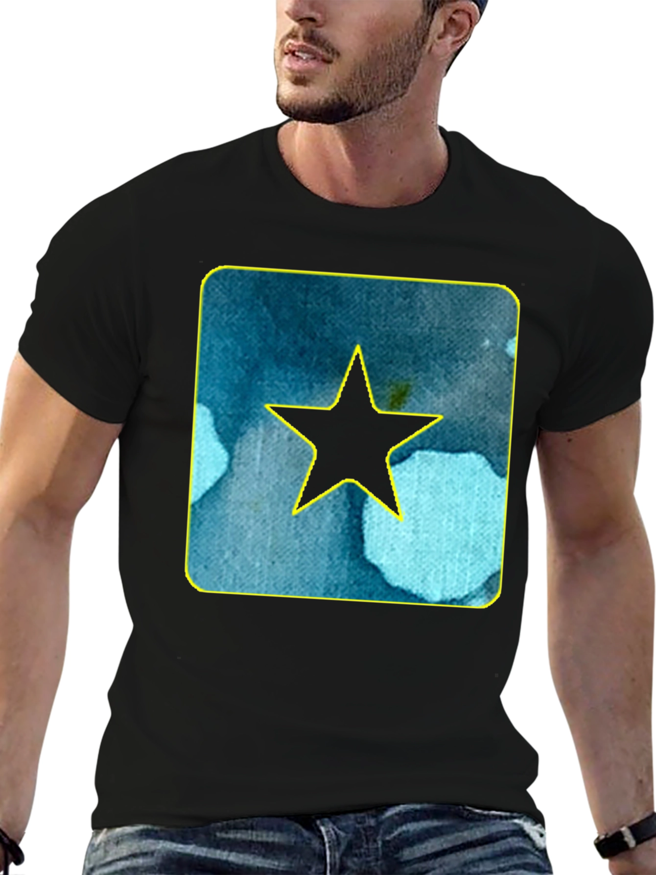 Star Graphic Tee - Black Cotton Casual Shirt