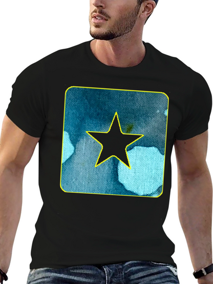Star Graphic Tee - Black Cotton Casual Shirt