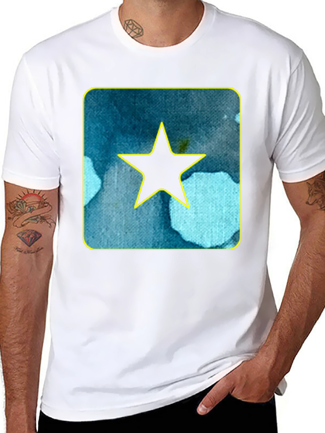 Star Graphic Tee - Black Cotton Casual Shirt