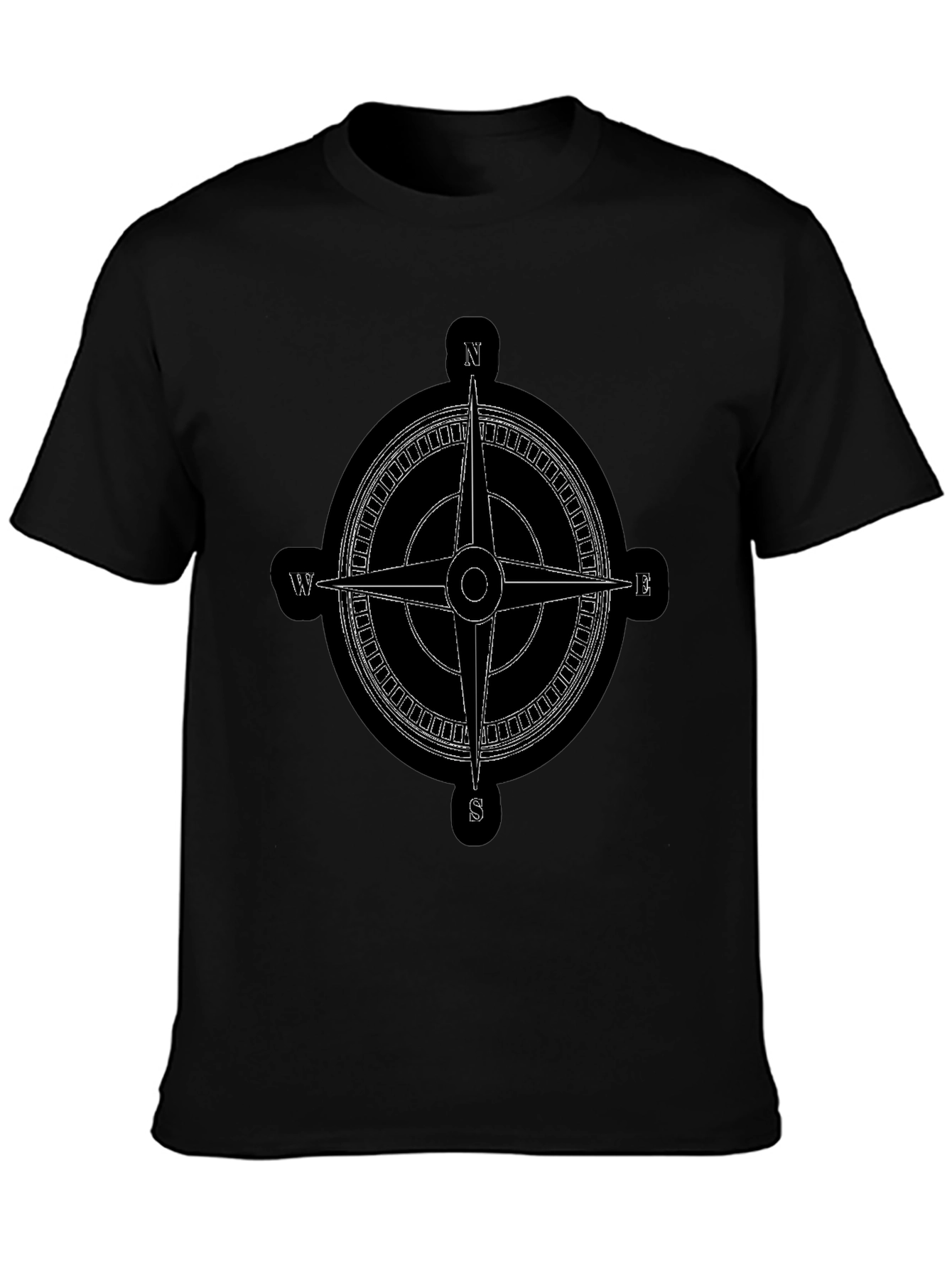 Compass Rose Graphic Tee - Black Cotton T-Shirt