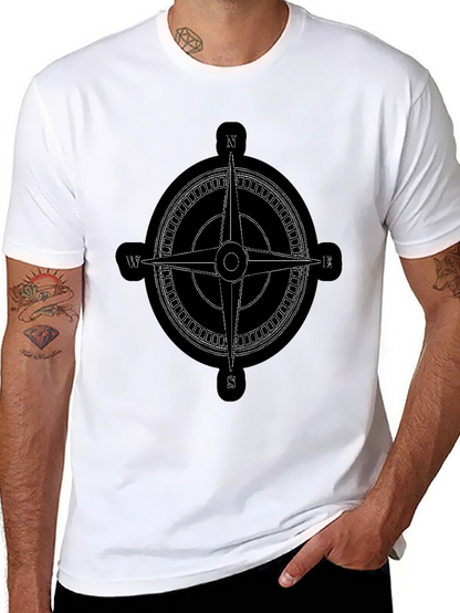 Compass Rose Graphic Tee - Black Cotton T-Shirt