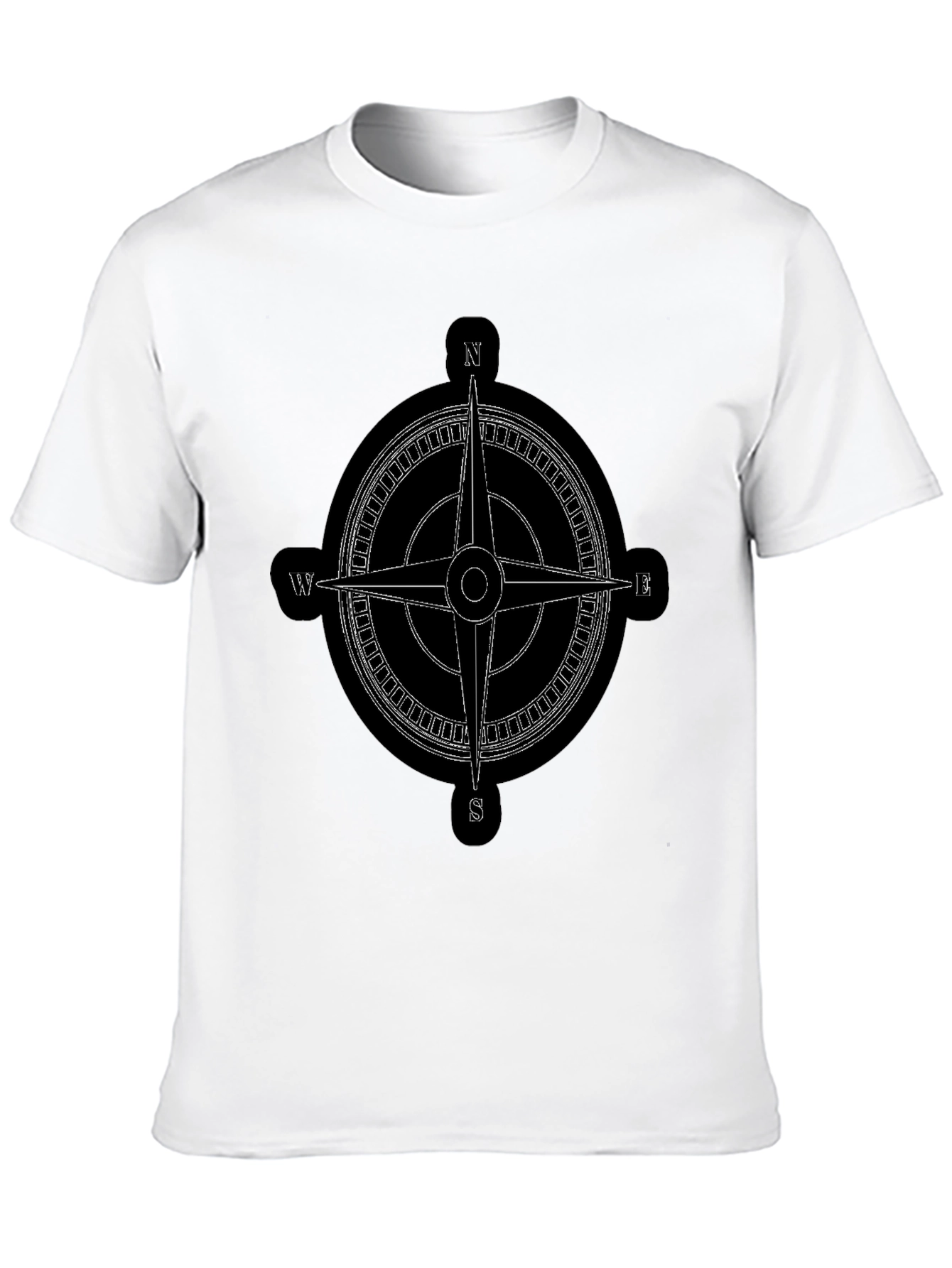 Compass Rose Graphic Tee - Black Cotton T-Shirt