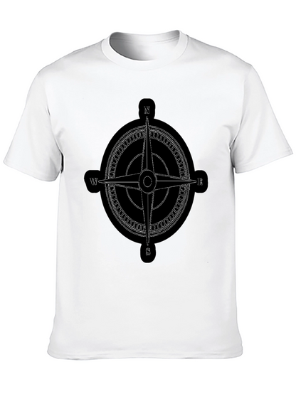 Compass Rose Graphic Tee - Black Cotton T-Shirt