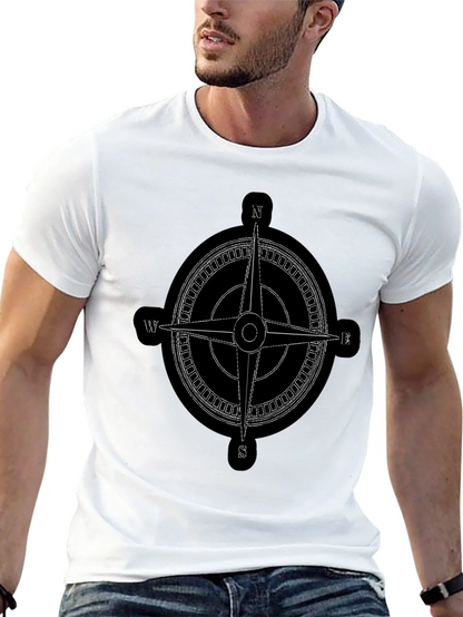 Compass Rose Graphic Tee - Black Cotton T-Shirt