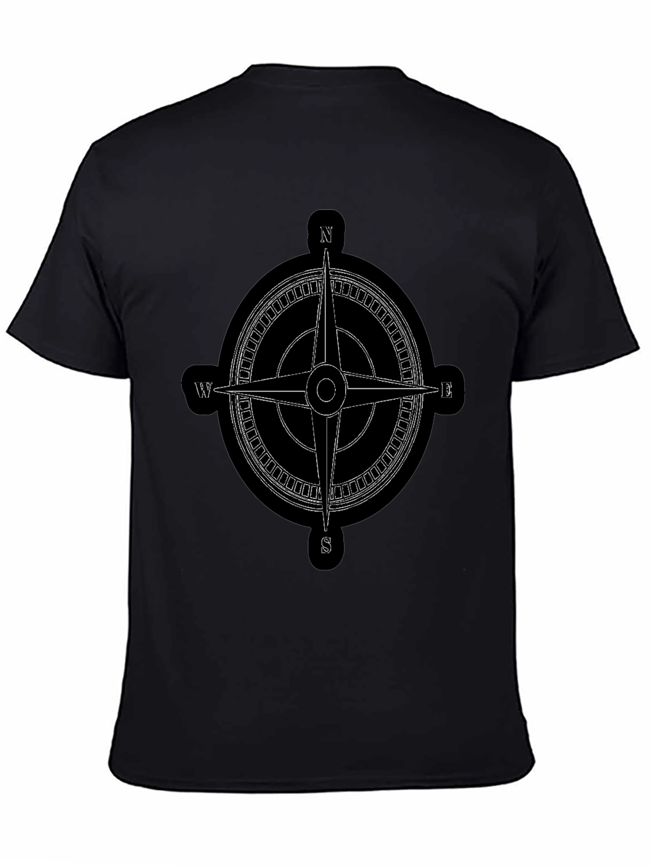 Compass Rose Graphic Tee - Black Cotton T-Shirt
