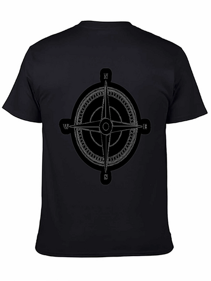 Compass Rose Graphic Tee - Black Cotton T-Shirt