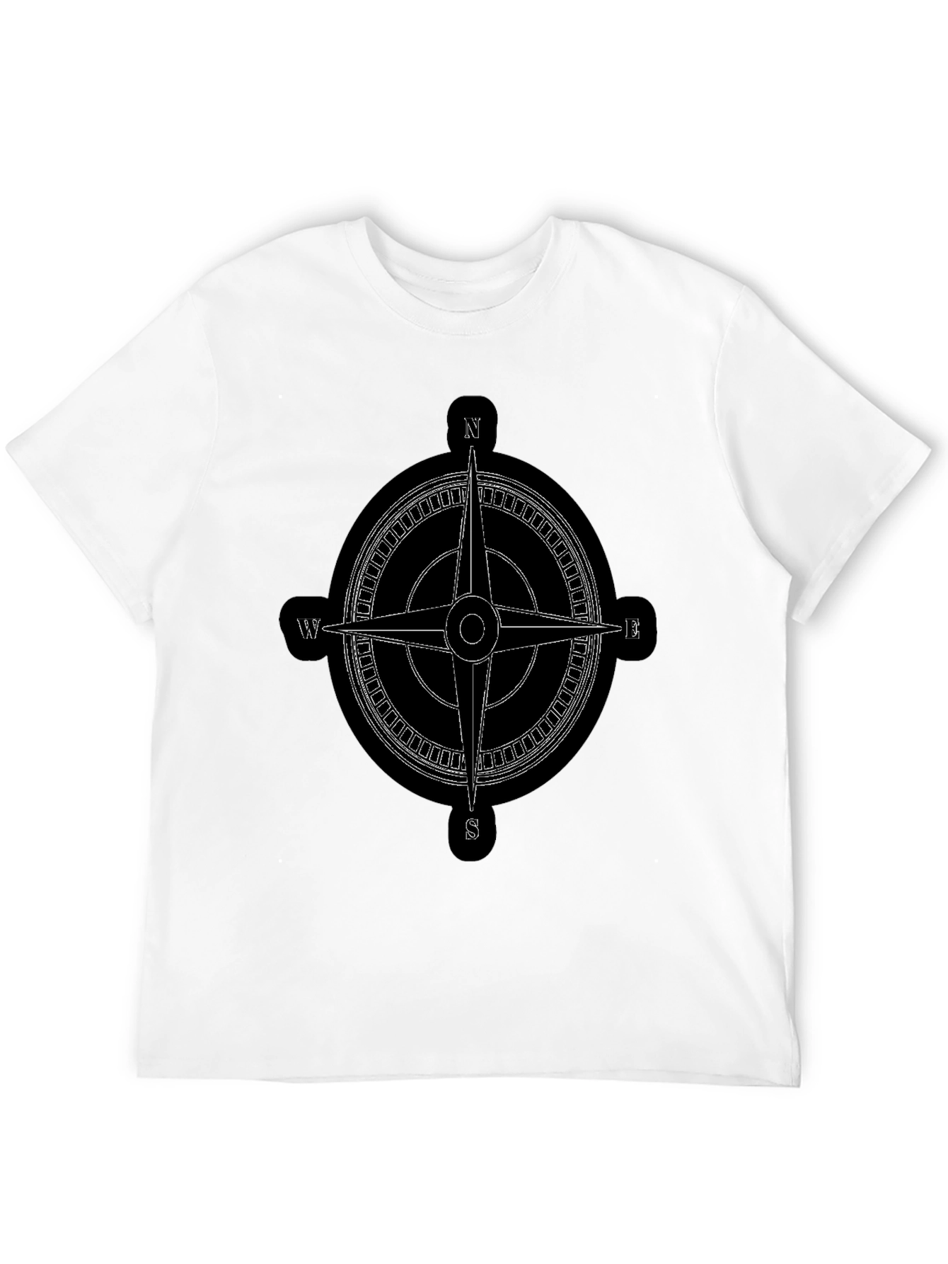 Compass Rose Graphic Tee - Black Cotton T-Shirt