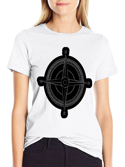 Compass Rose Graphic Tee - Black Cotton T-Shirt