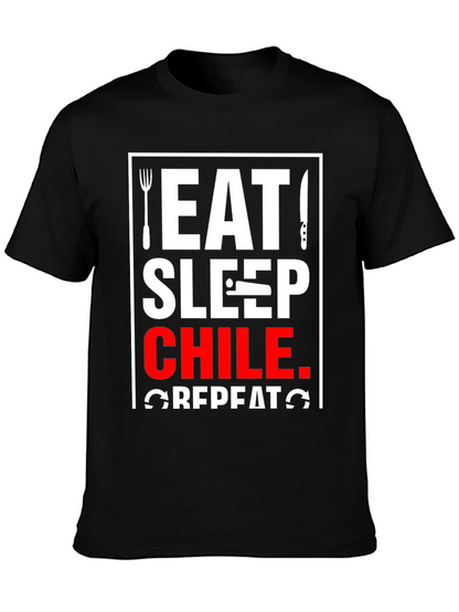 Eat Sleep Chile Repeat Black T-Shirt