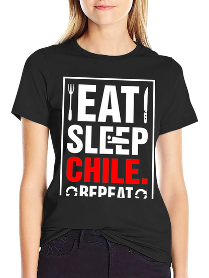 Eat Sleep Chile Repeat Black T-Shirt