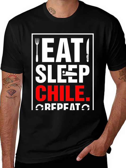 Eat Sleep Chile Repeat Black T-Shirt