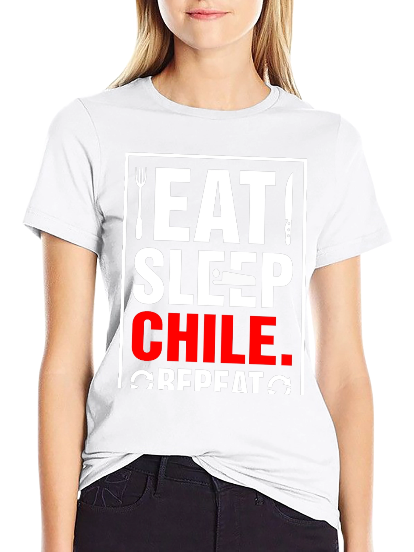 Eat Sleep Chile Repeat Black T-Shirt