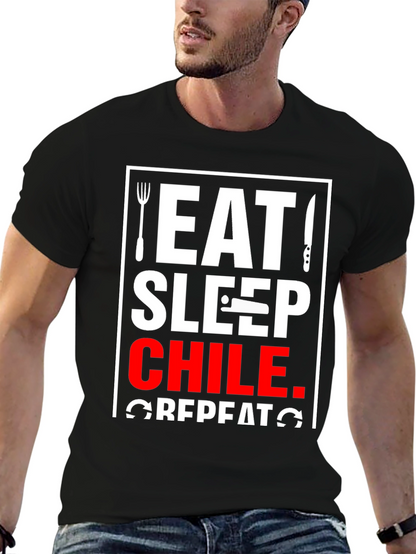 Eat Sleep Chile Repeat Black T-Shirt