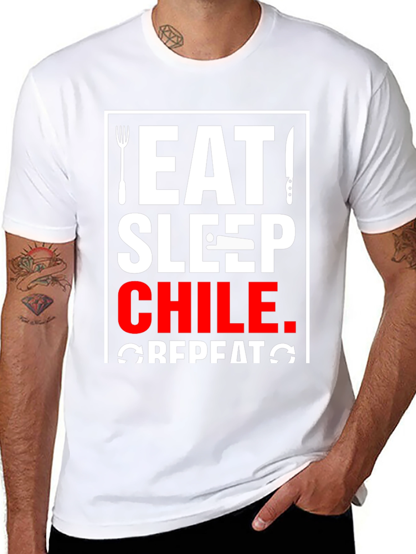 Eat Sleep Chile Repeat Black T-Shirt