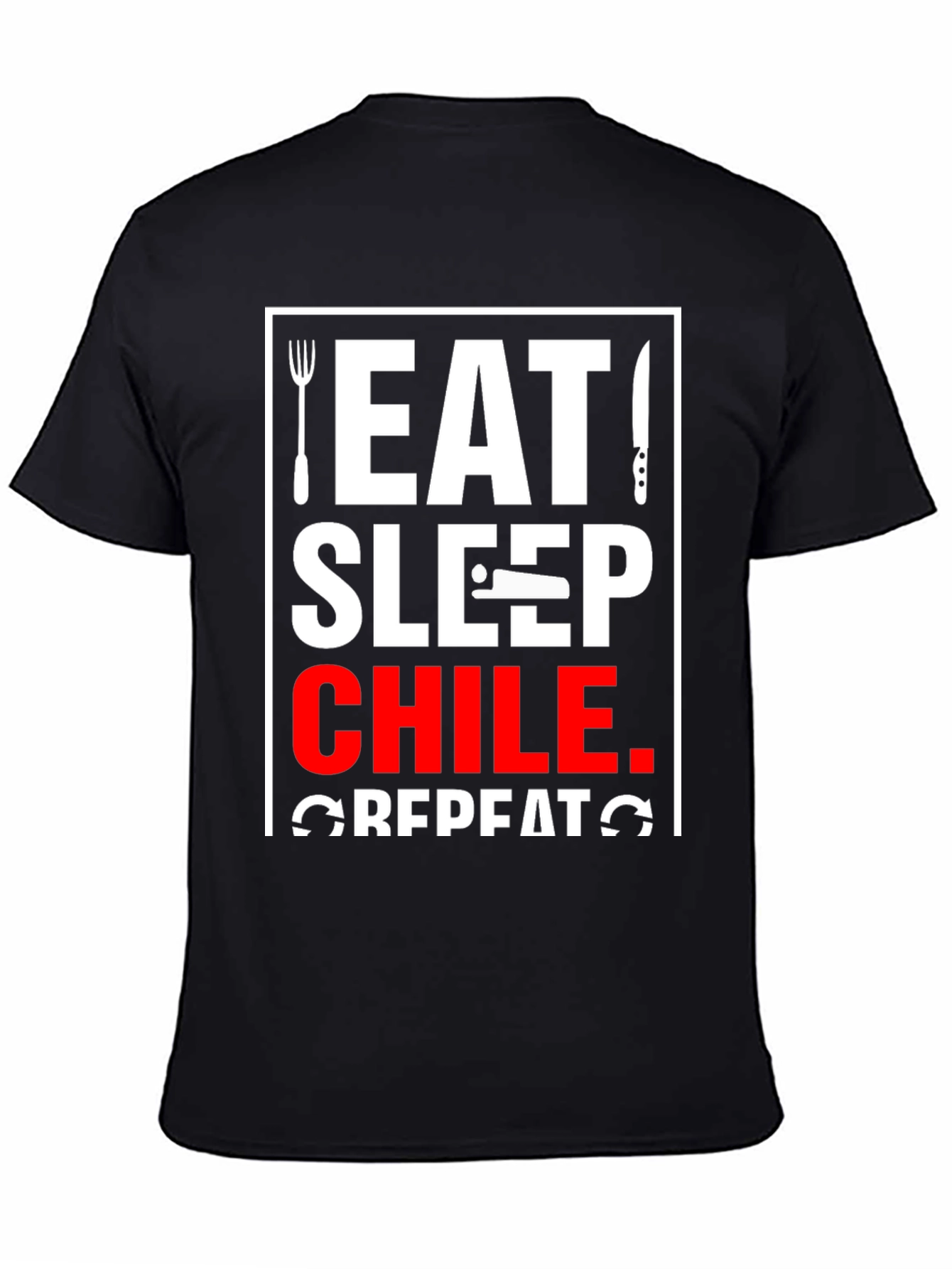Eat Sleep Chile Repeat Black T-Shirt