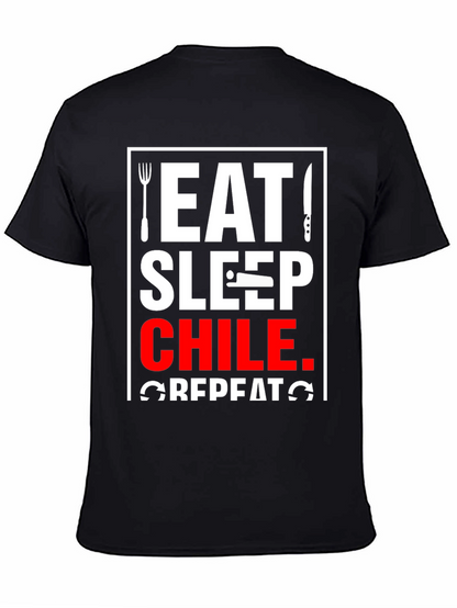 Eat Sleep Chile Repeat Black T-Shirt