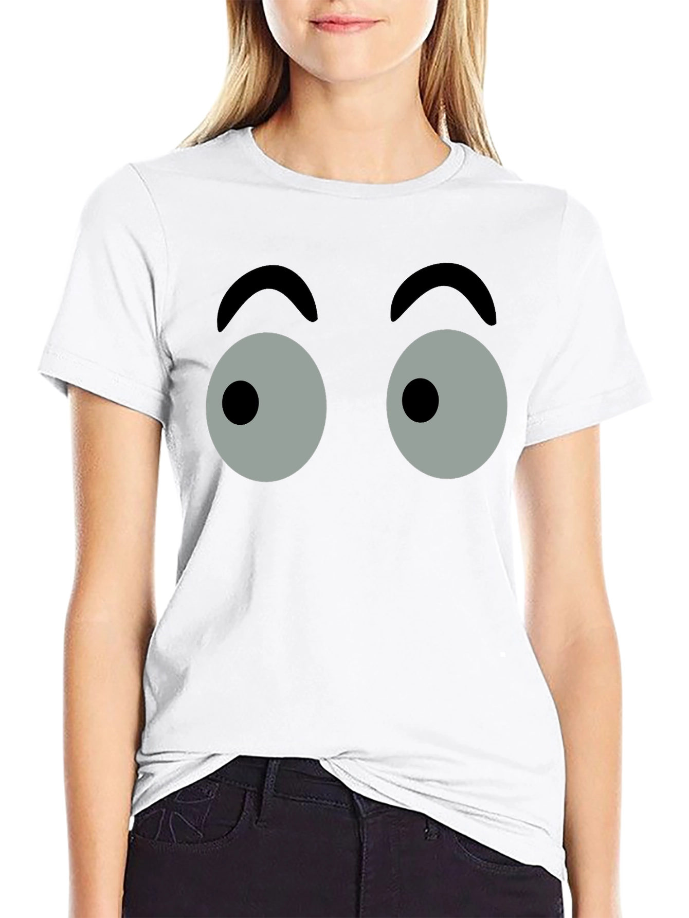Googly Eyes Black T-Shirt Cartoon Design