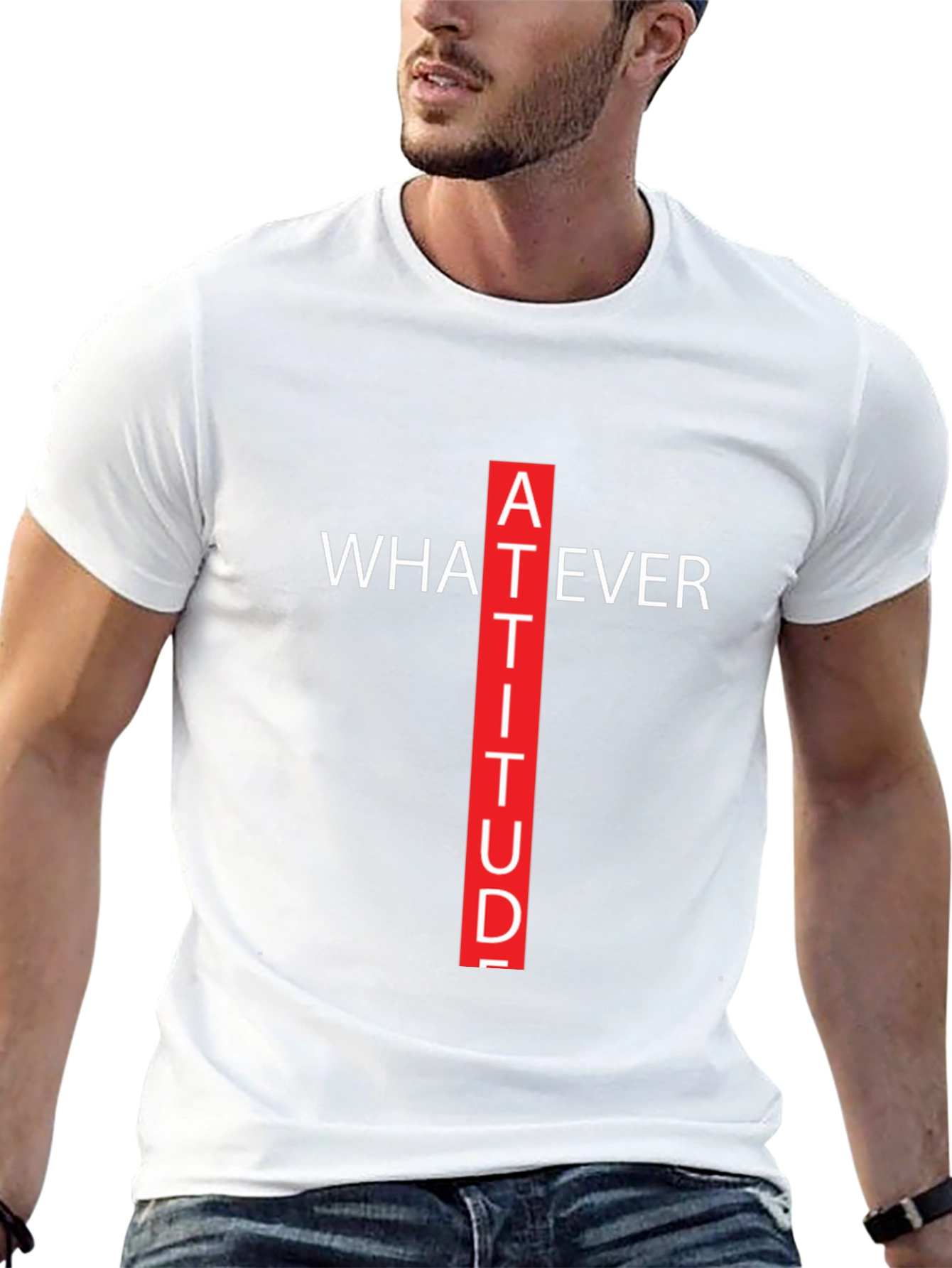 Attitude Graphic Tee - Whatever Crew Neck T-Shirt