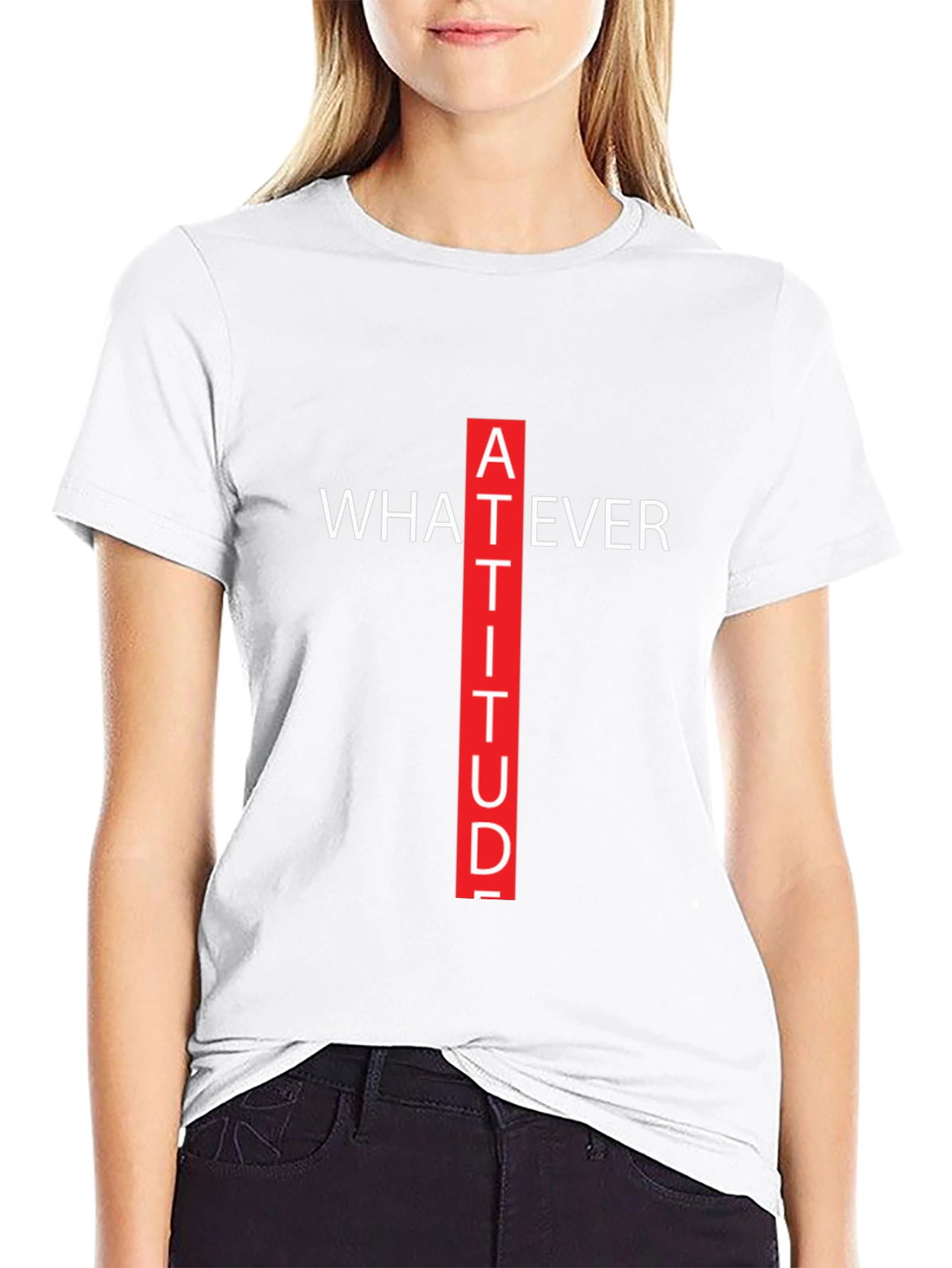 Attitude Graphic Tee - Whatever Crew Neck T-Shirt