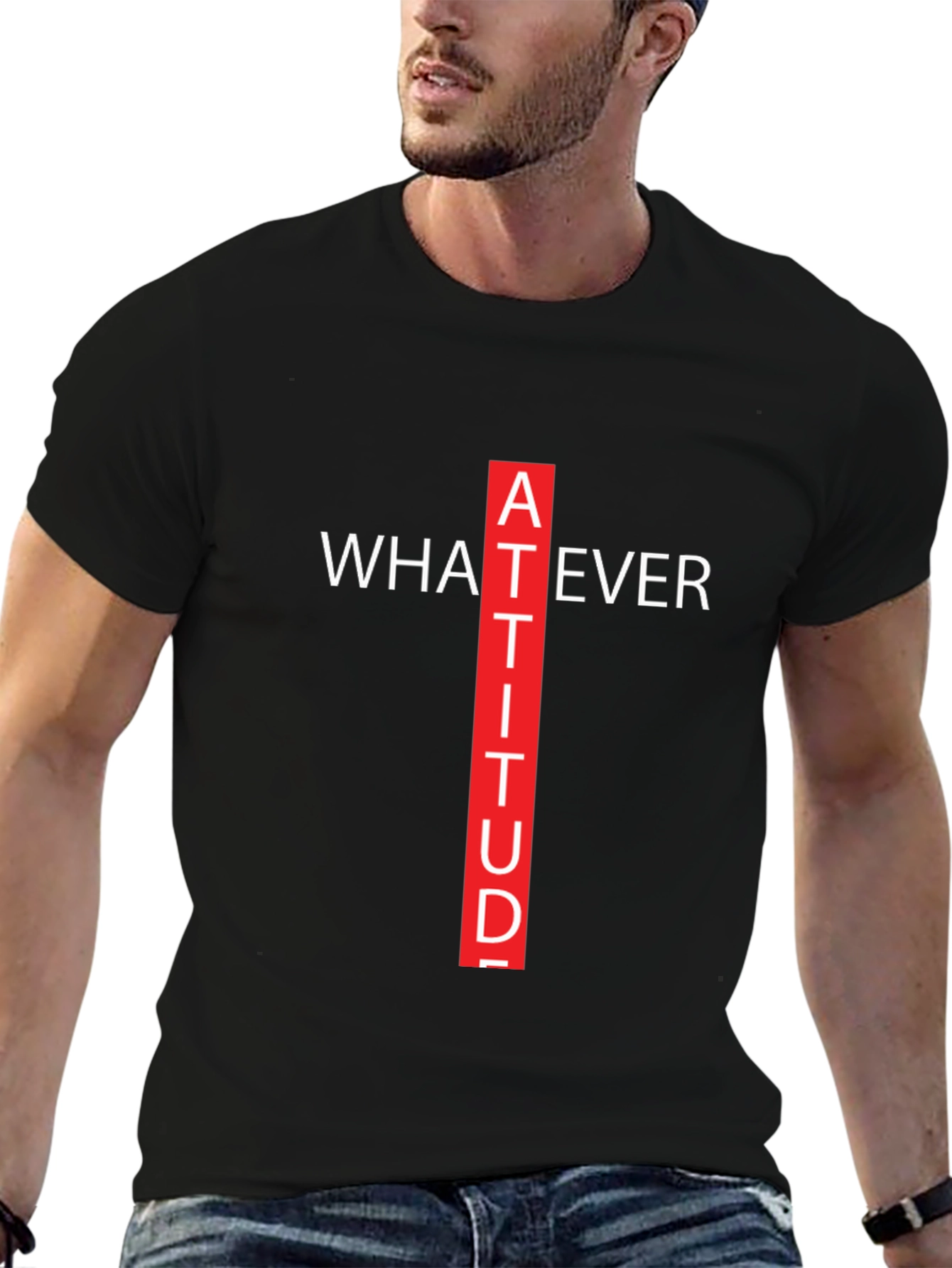 Attitude Graphic Tee - Whatever Crew Neck T-Shirt
