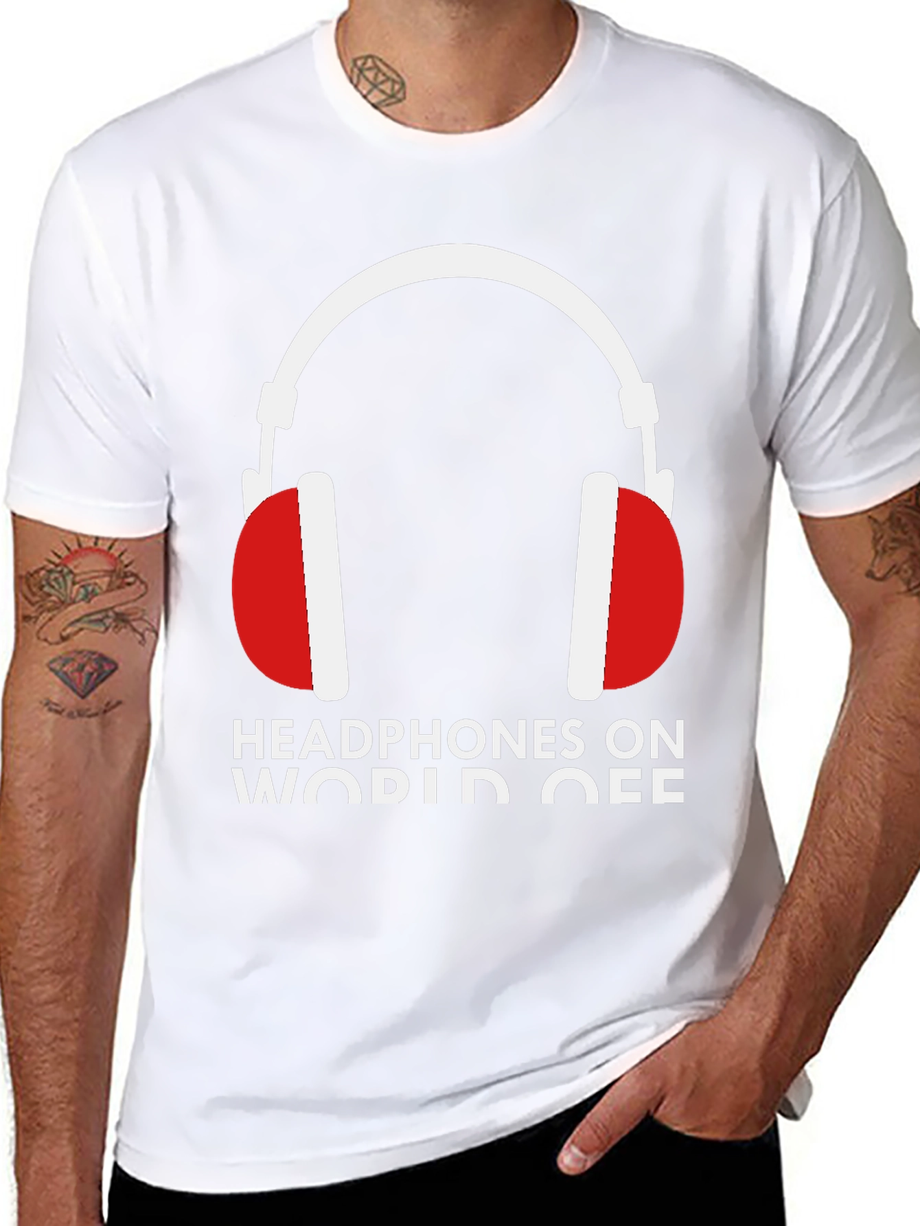Headphones On World Off Graphic Tee