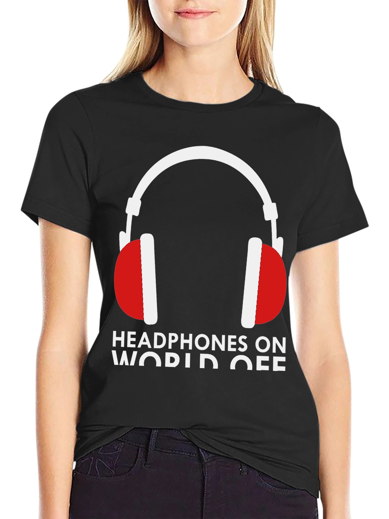 Headphones On World Off Graphic Tee
