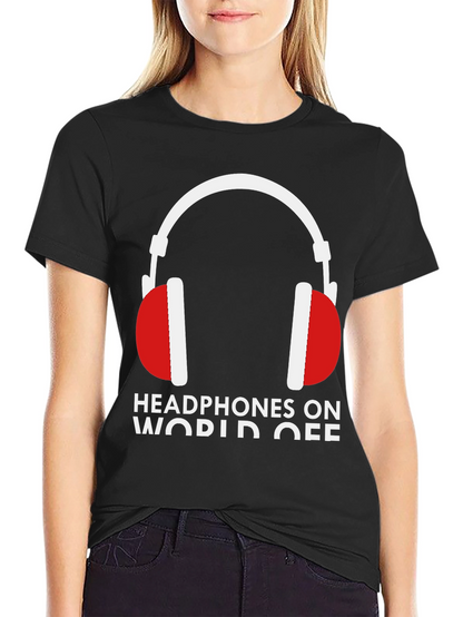 Headphones On World Off Graphic Tee