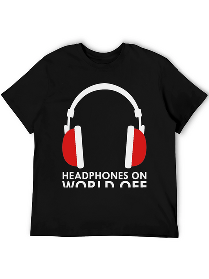 Headphones On World Off Graphic Tee