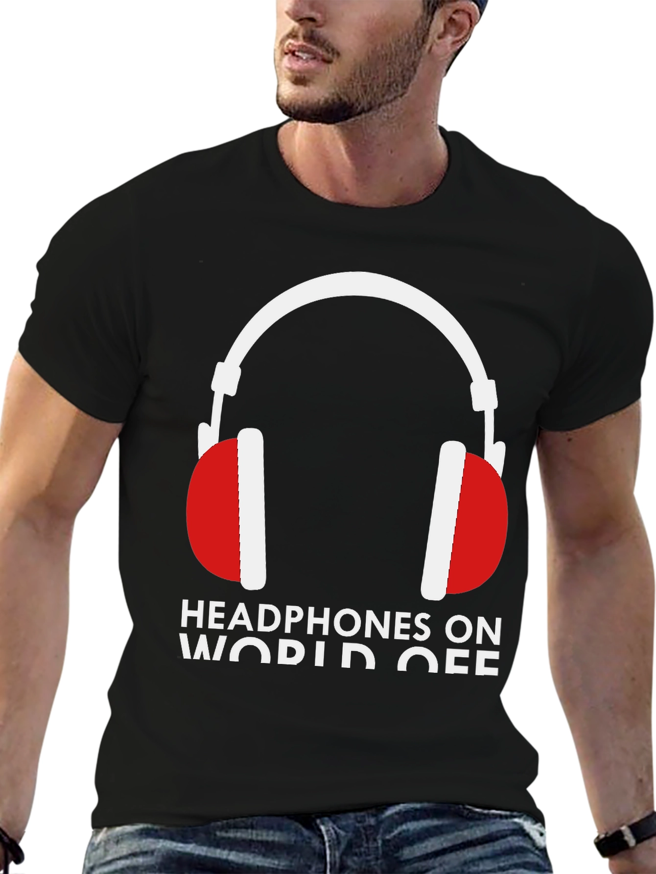 Headphones On World Off Graphic Tee