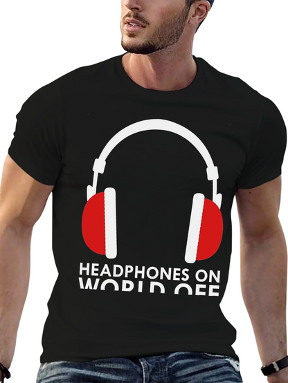 Headphones On World Off Graphic Tee