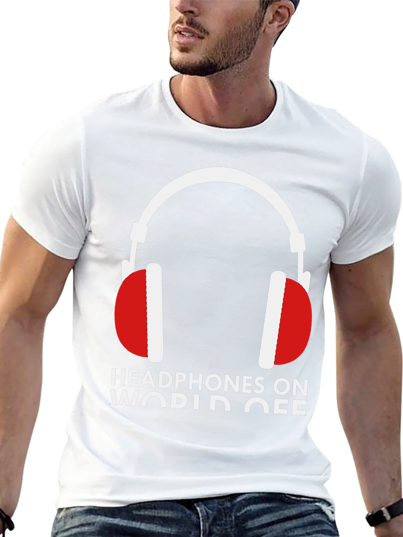Headphones On World Off Graphic Tee