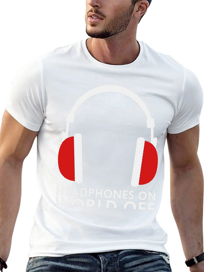 Headphones On World Off Graphic Tee