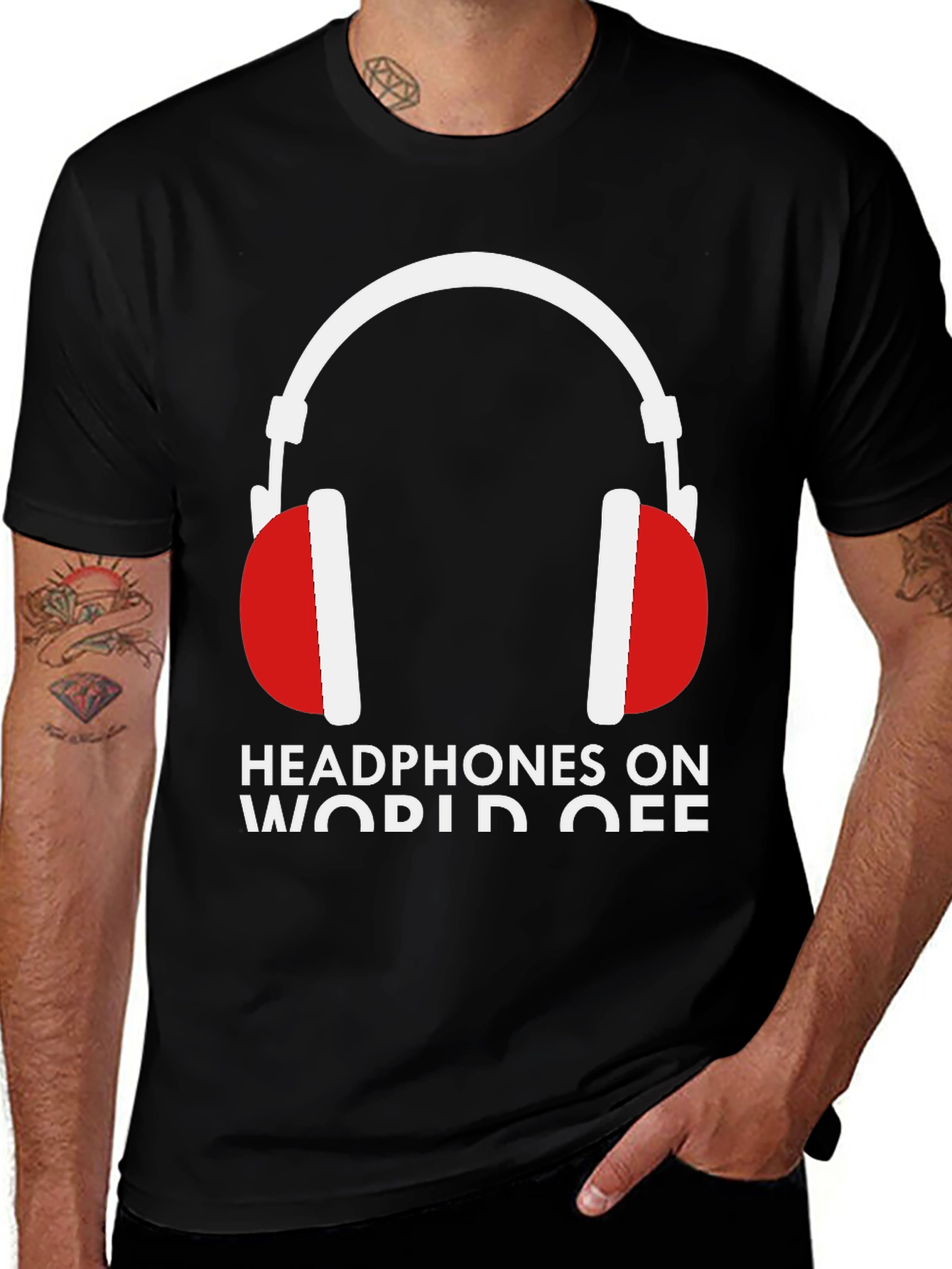 Headphones On World Off Graphic Tee