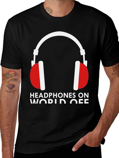 Headphones On World Off Graphic Tee