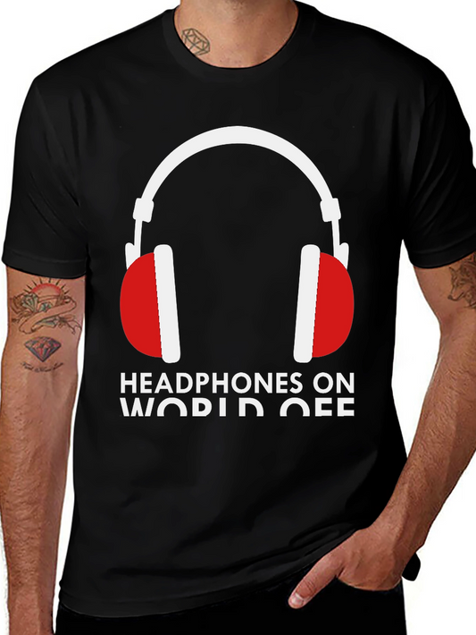 Headphones On World Off Graphic Tee