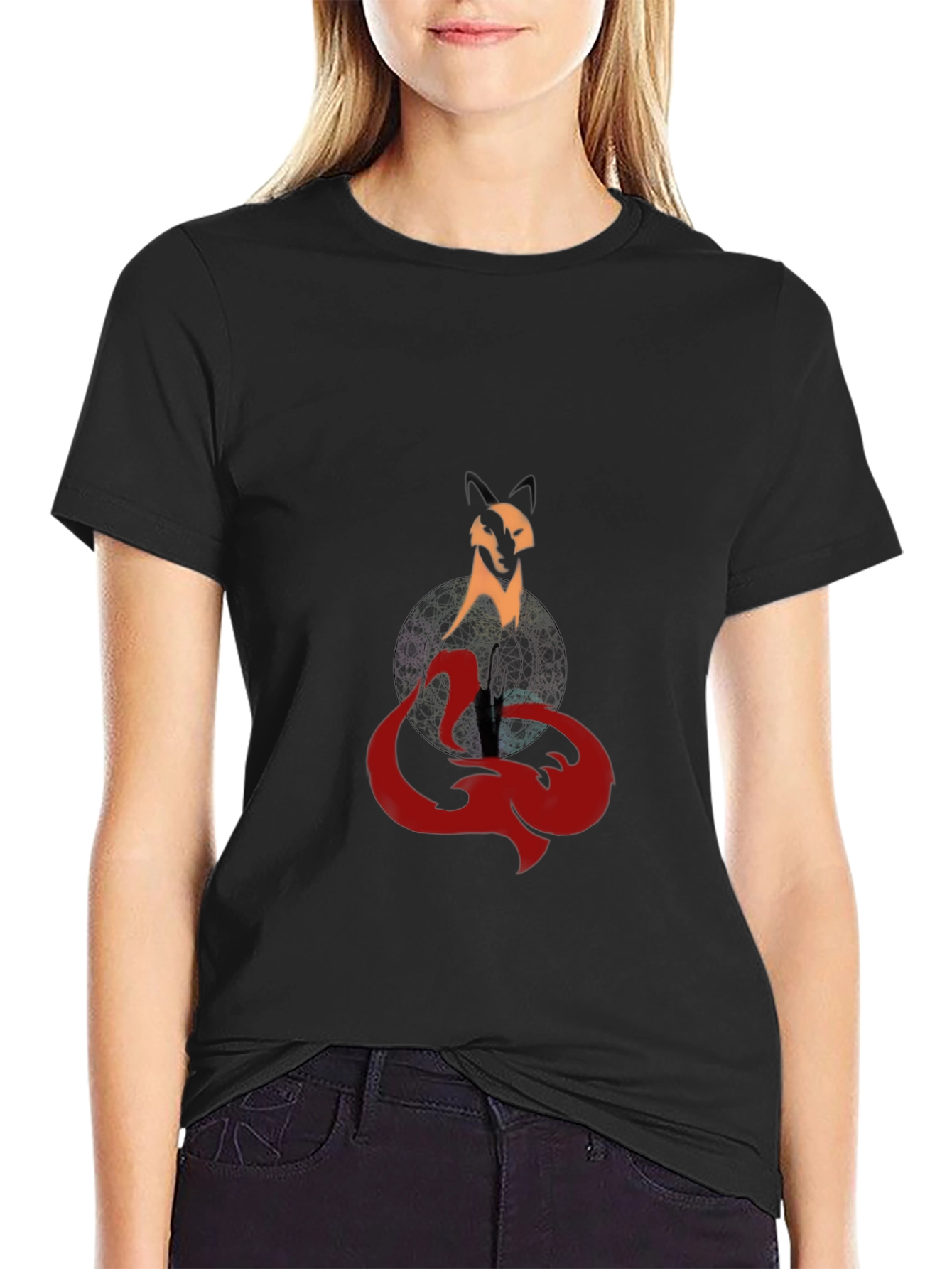 Mystic Fox Graphic Tee - Stylish Mens Black T-Shirt
