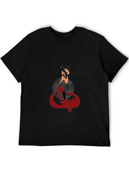 Mystic Fox Graphic Tee - Stylish Mens Black T-Shirt