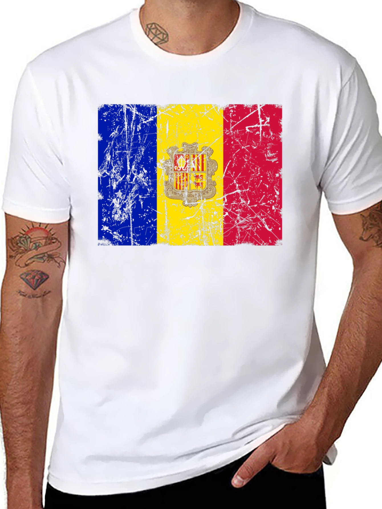Andorra Flag T-Shirt - Distressed Design