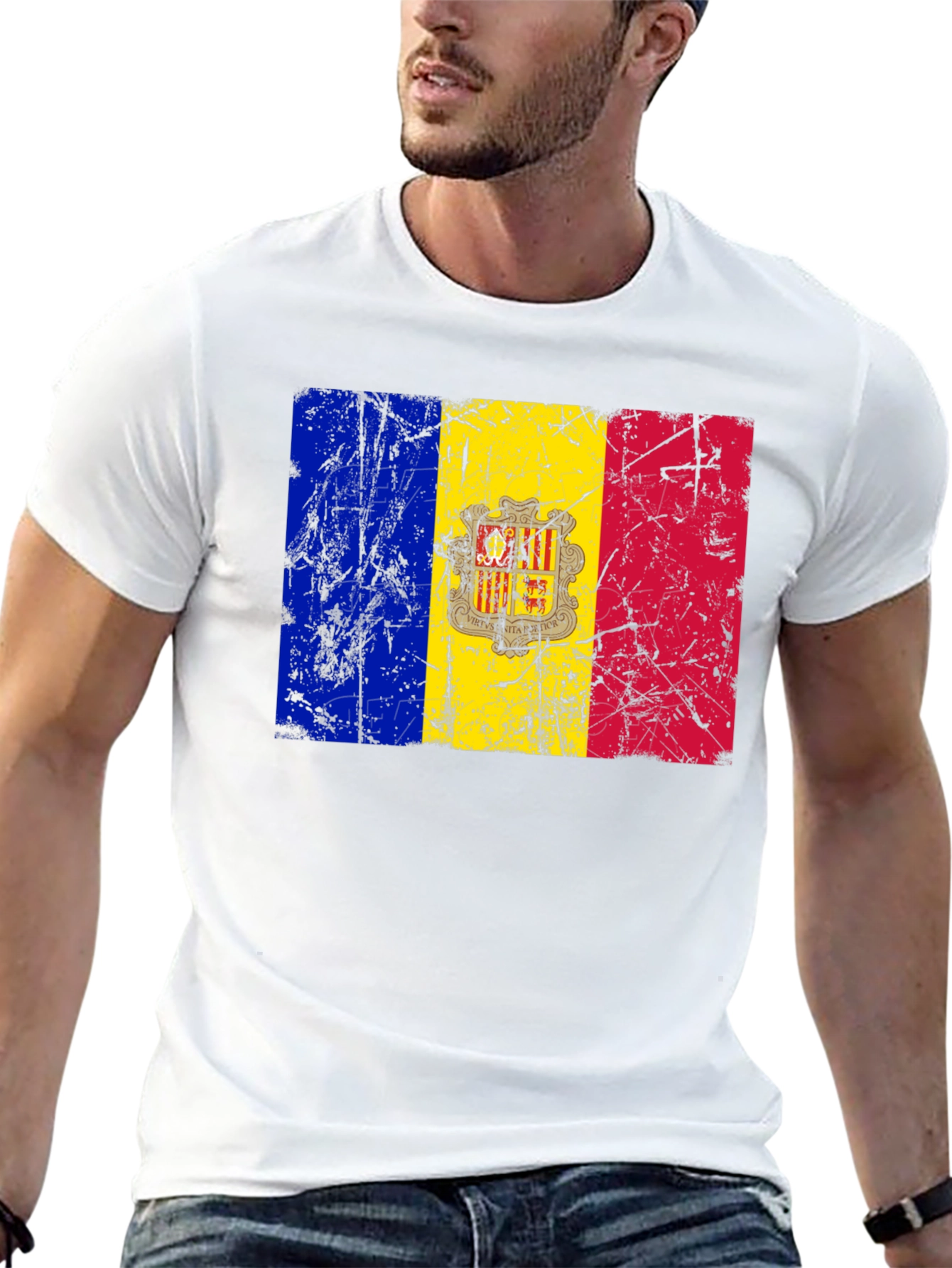 Andorra Flag T-Shirt - Distressed Design