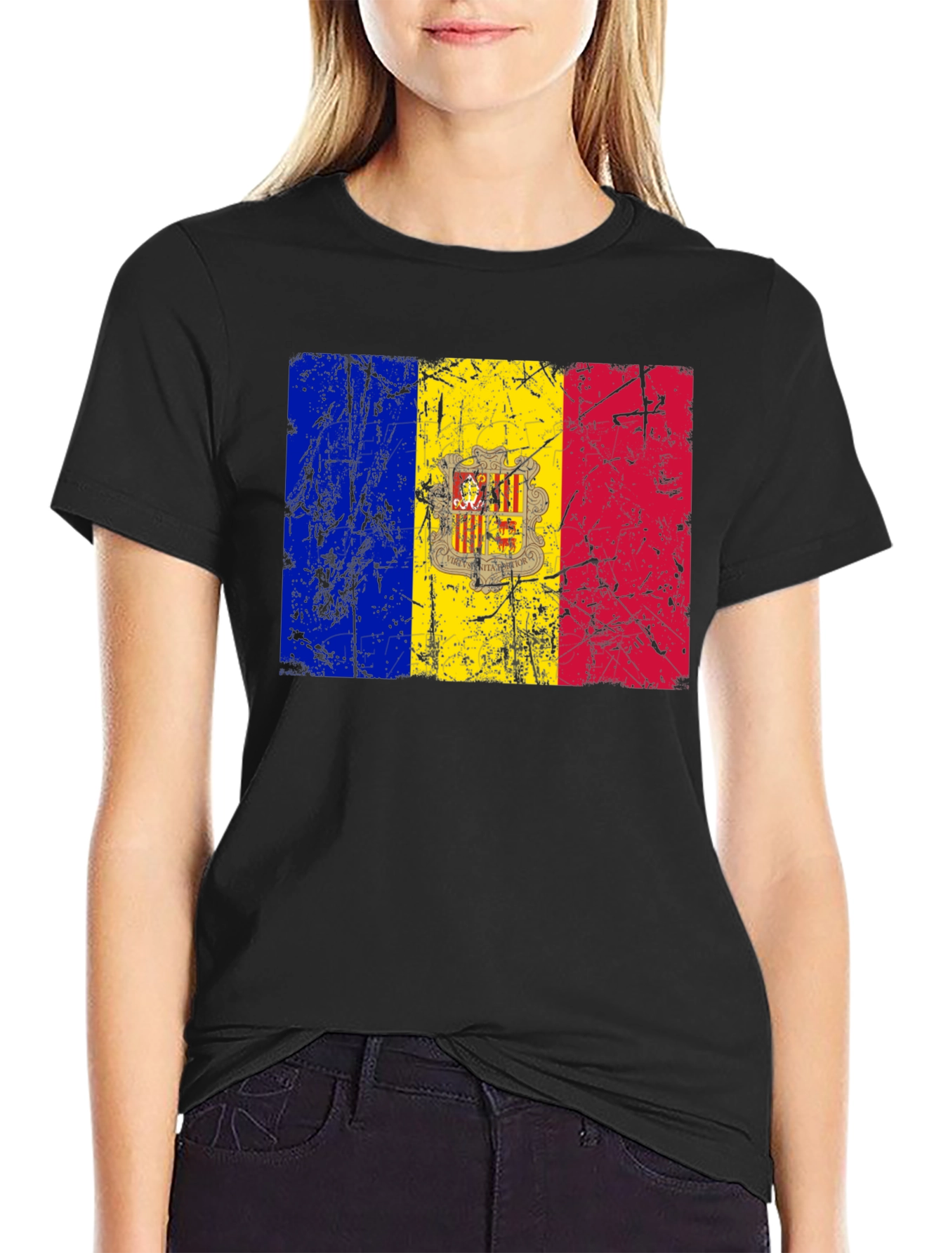 Andorra Flag T-Shirt - Distressed Design