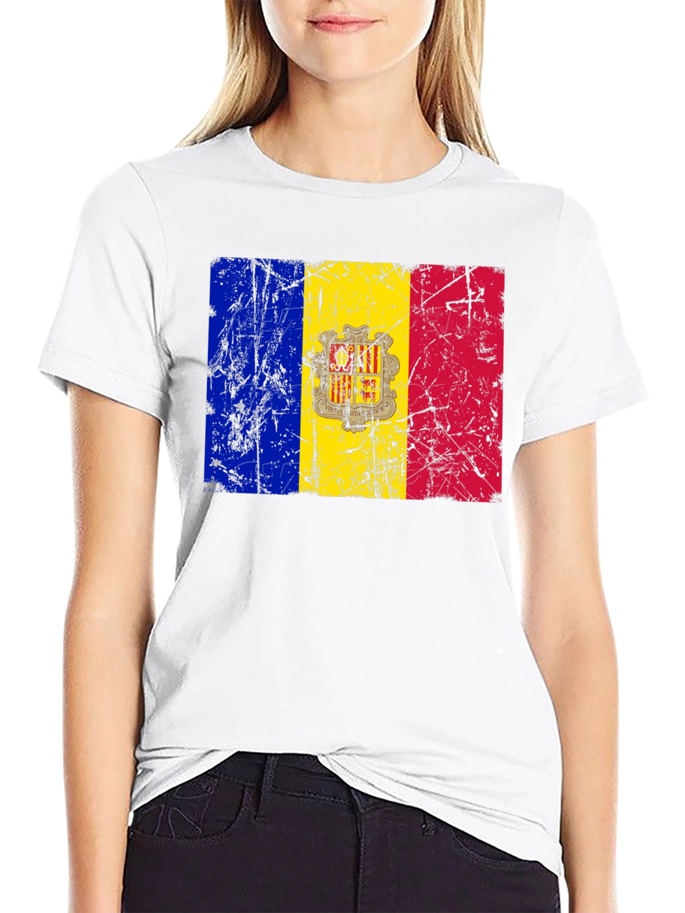 Andorra Flag T-Shirt - Distressed Design